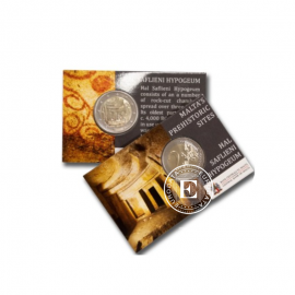 2 Eur coin on coincard Hal Saflieni Hypogeum Temples, Malta 2022