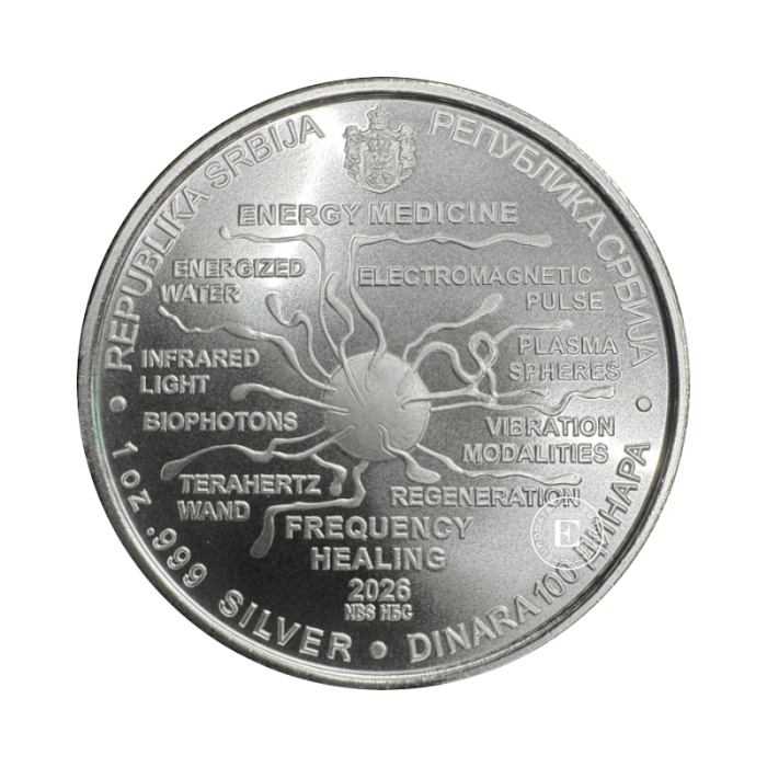 1 oz (31.10 g) sidabrinė moneta Nikola Tesla - Energetikos medicina, Serbija 2026