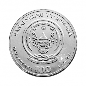  1 oz (31.10 g) pièce de platine Year of tiger, Rwanda 2022