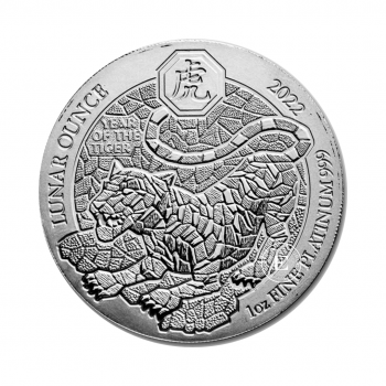  1 oz (31.10 g) pièce de platine Year of tiger, Rwanda 2022
