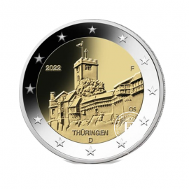 2 Eur moneta Turyngia - Wartburg w Eisenach - F, Niemcy 2022