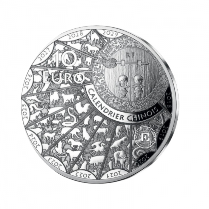 10 Eur (22.20 g) sidabrinė PROOF moneta Tigro metai, Prancūzija 2022 (su sertifikatu)