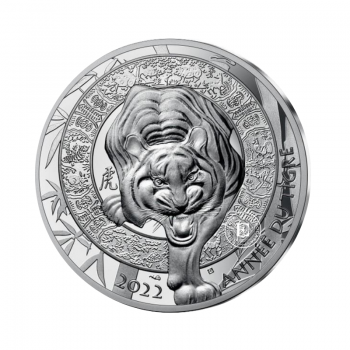 10 Eur (22.20 g) sidabrinė PROOF moneta Tigro metai, Prancūzija 2022 (su sertifikatu)