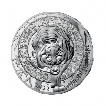 10 Eur (22.20 g) silver PROOF coin Year of Tiger, France 2022 (with certificate)