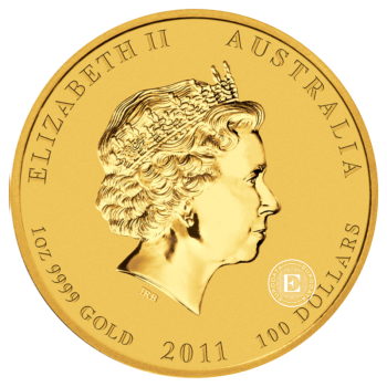 1 oz (31.10 g) auksinė moneta Lunar II - Triušio metai, Australija 2011