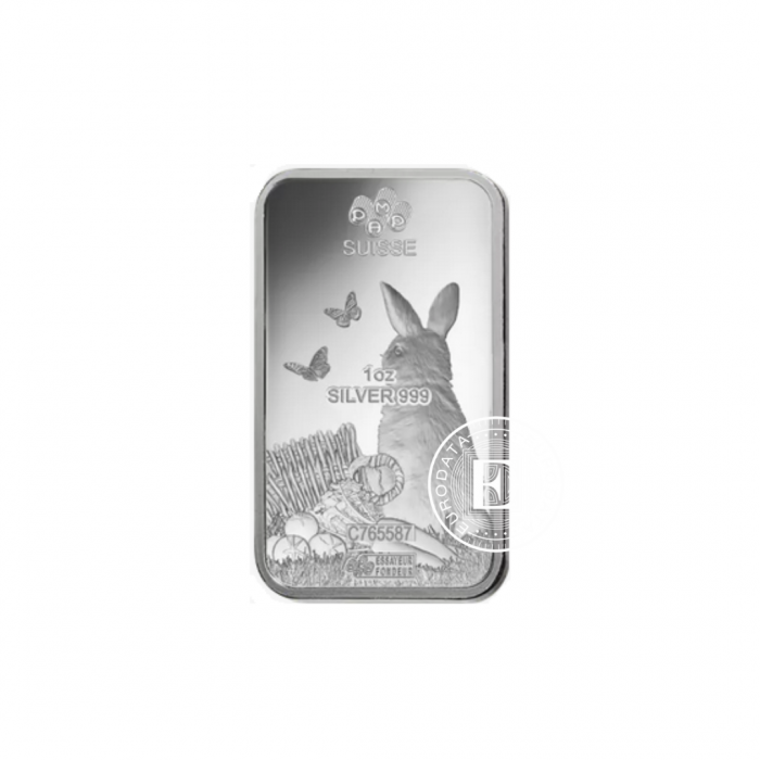 1 oz (31.10 g) lingot d'argent The Lunar - Rabbit, PAMP 999.0