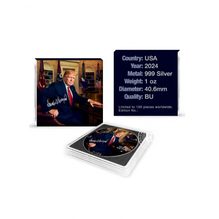 1 oz (31.10 g) srebrna moneta American Eagle - Donald Trump -  Real President, USA 2024