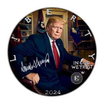 1 oz (31.10 g) sidabrinė spalvota moneta Amerikos Erelis - Donald Trump - Real President, JAV 2024