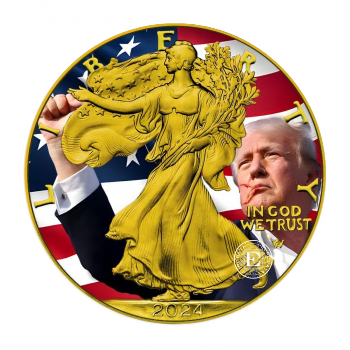 1 oz (31.10 g) silver coin American Eagle - Donald Trump - Survivor, USA 2024 (gold plated)