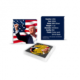 1 oz (31.10 g) sidabrinė spalvota moneta Amerikos Erelis - Donald Trump - Survivor,  JAV 2024 (paauksuota)