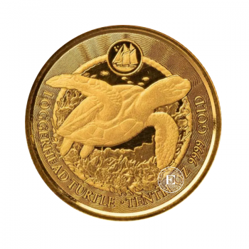 1/10 oz (3.11 g) złota moneta Sea life - Turtle, Kajmany 2023