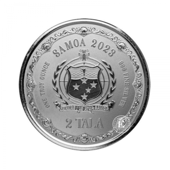 1 oz (31.10 g) sidabrinė spalvota moneta kortelėje Undinė, Samoa 2023