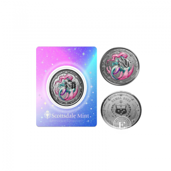 1 oz (31.10 g) srebrna kolorowa moneta na karcie Mermaid, Samoa 2023