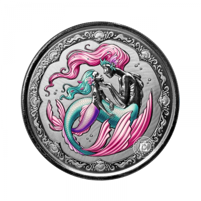1 oz (31.10 g) sidabrinė spalvota moneta kortelėje Undinė, Samoa 2023