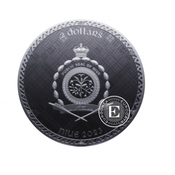 1 oz (31.10 g) sidabrinė moneta Škotijos vienaragis, Niujė 2023