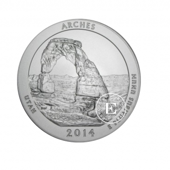 5 oz (155.50 g) sidabrinė moneta Arches nacionalinis parkas, JAV 2014