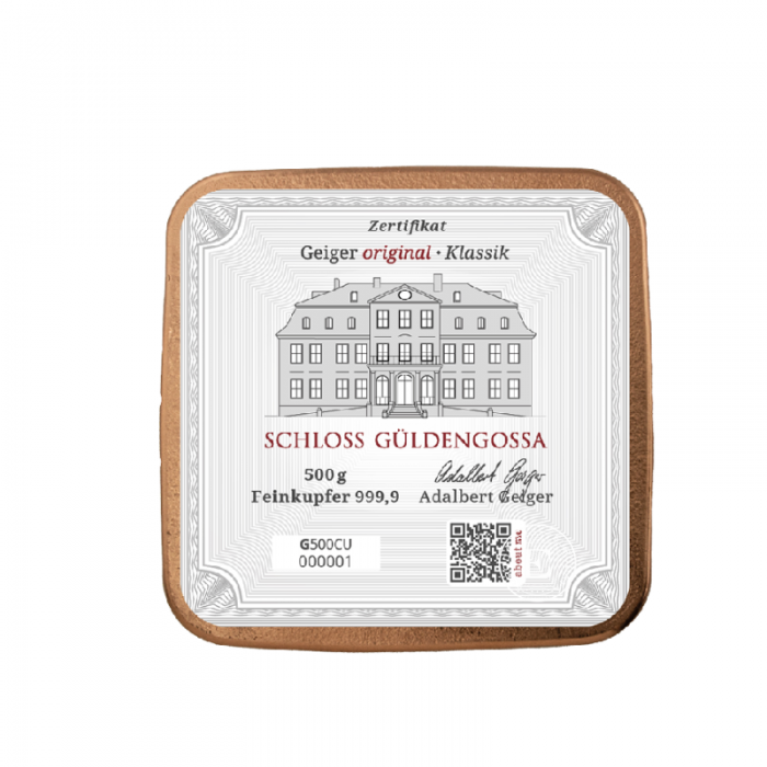 500 g copper bar, Geiger Edelmetalle 999.9