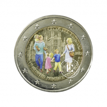 2 Eur coin colored  7th World Meeting of Families, Vatican 2012