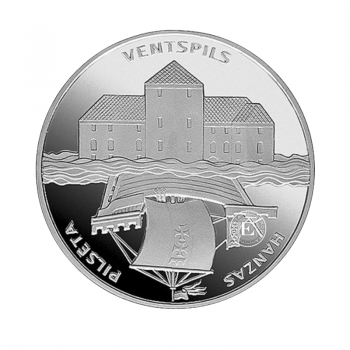 1 lat (31.47 g) silver PROOF coin Vienspils, Latvia 2000