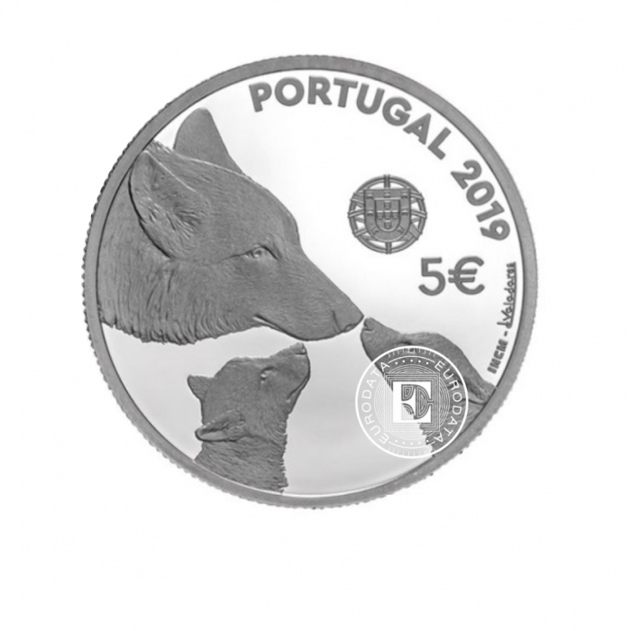 5 Eur Münze Iberischer Wolf, Portugal 2019