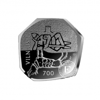 10 Eur sidabrinė PROOF moneta Vilniui – 700, Lietuva 2023