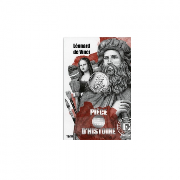 10 eurų sidabrinė moneta iš COIN OF HISTORY kolekcijos 15/18, Prancūzija 2019 || Leonardo da Vinci