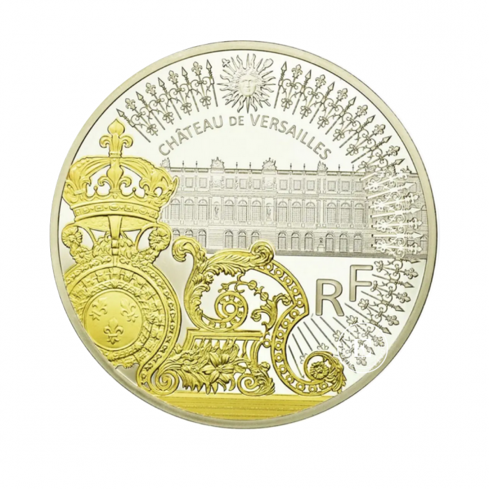 10 Eur (22.20 g) pièce PROOF d'argent Tresors de Paris Grille de Versailles, France 2018 (partiellement doré)