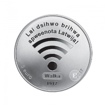 5 Eur (31.47 g) srebrna PROOF moneta The First session of LPNC, Łotwa 2017