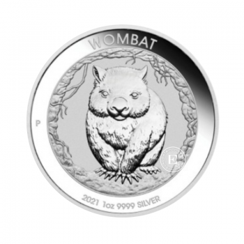 1 oz (31.10 g) sidabrinė moneta Wombat, Australija 2021
