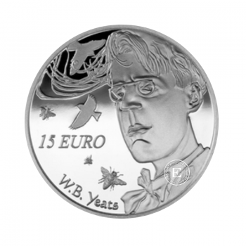 15 Eur (28.28 g) srebrna PROOF moneta 150th Anniversary of the Birth of W.B. Yeatst, Irlandia 2015