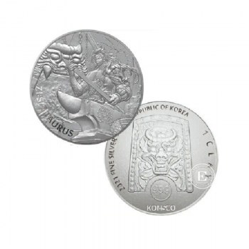 1 oz  (31.10 g) sidabrinė moneta Zi:Sin - Taurus, Pietų Korėja 2021
