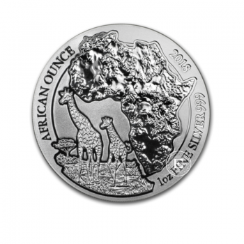 1 oz (31.10 g) sidabrinė moneta Žirafa, Ruanda 2018