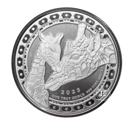 1 oz (31.10 g) srebrna moneta Giraffe, Gwinea 2023