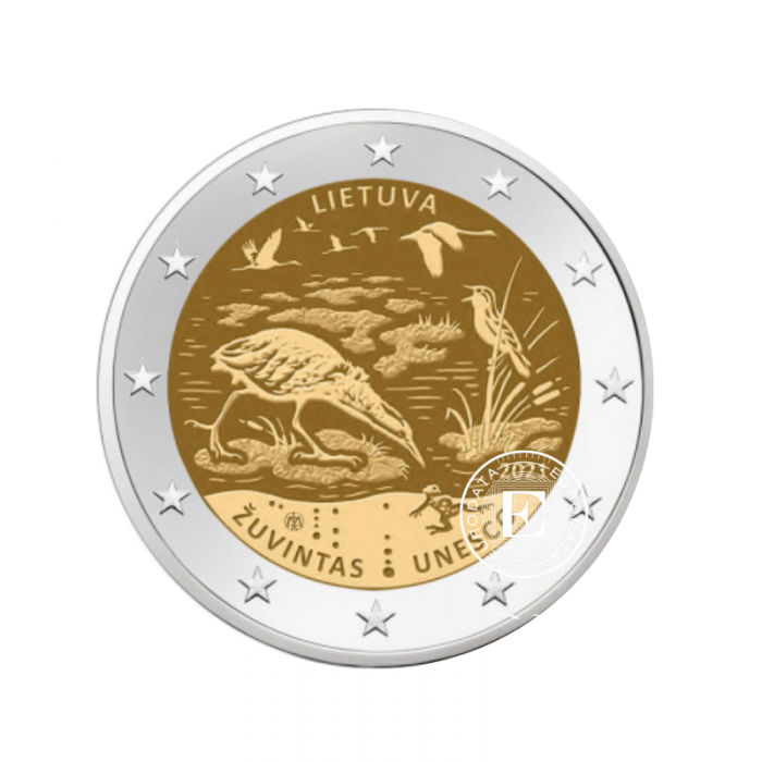 2 Eur Münze Biosphärenreservat Zuvinta, UNESCO Programm, Litauen 2021